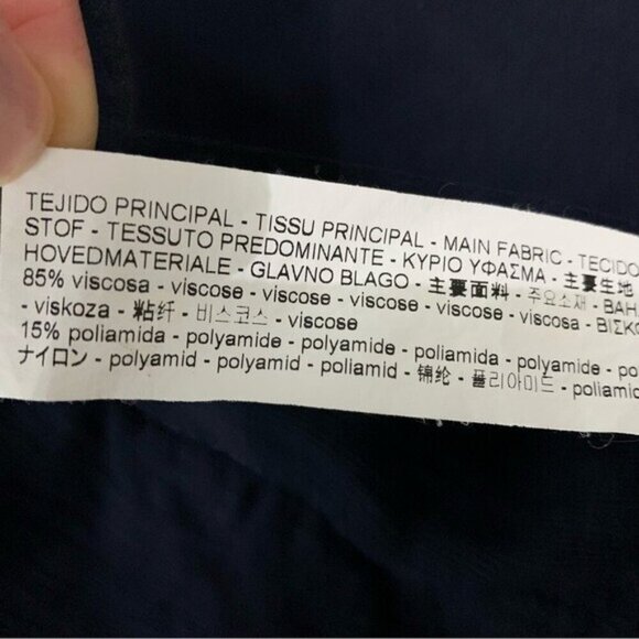 Zara Basic Collection Navy Asymmetrical Long Sleeve Blouse Grommet Detail XS - Picture 6 of 6